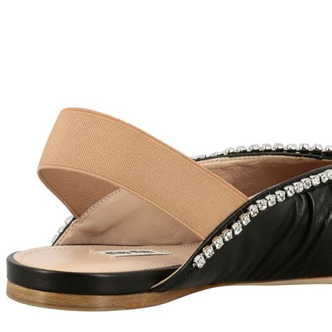 miu miu flats black|midi miu flat sandals.